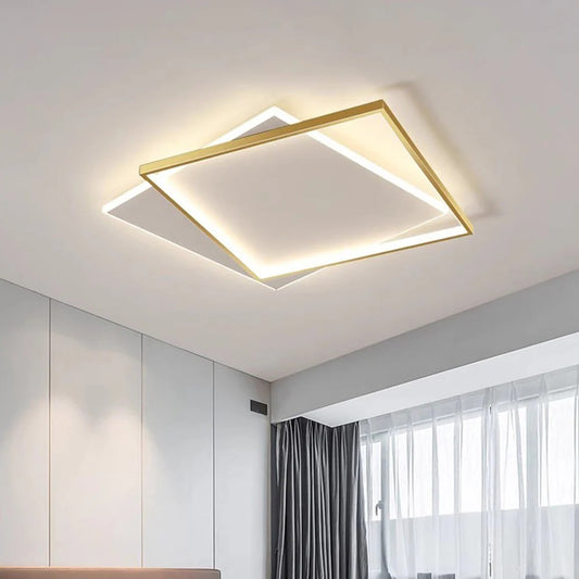 Plafonnier LED Moderne Noir et Or pour Salon