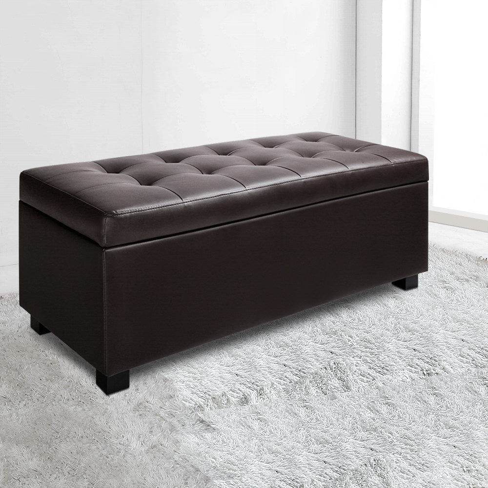 PU Leather Storage Ottoman