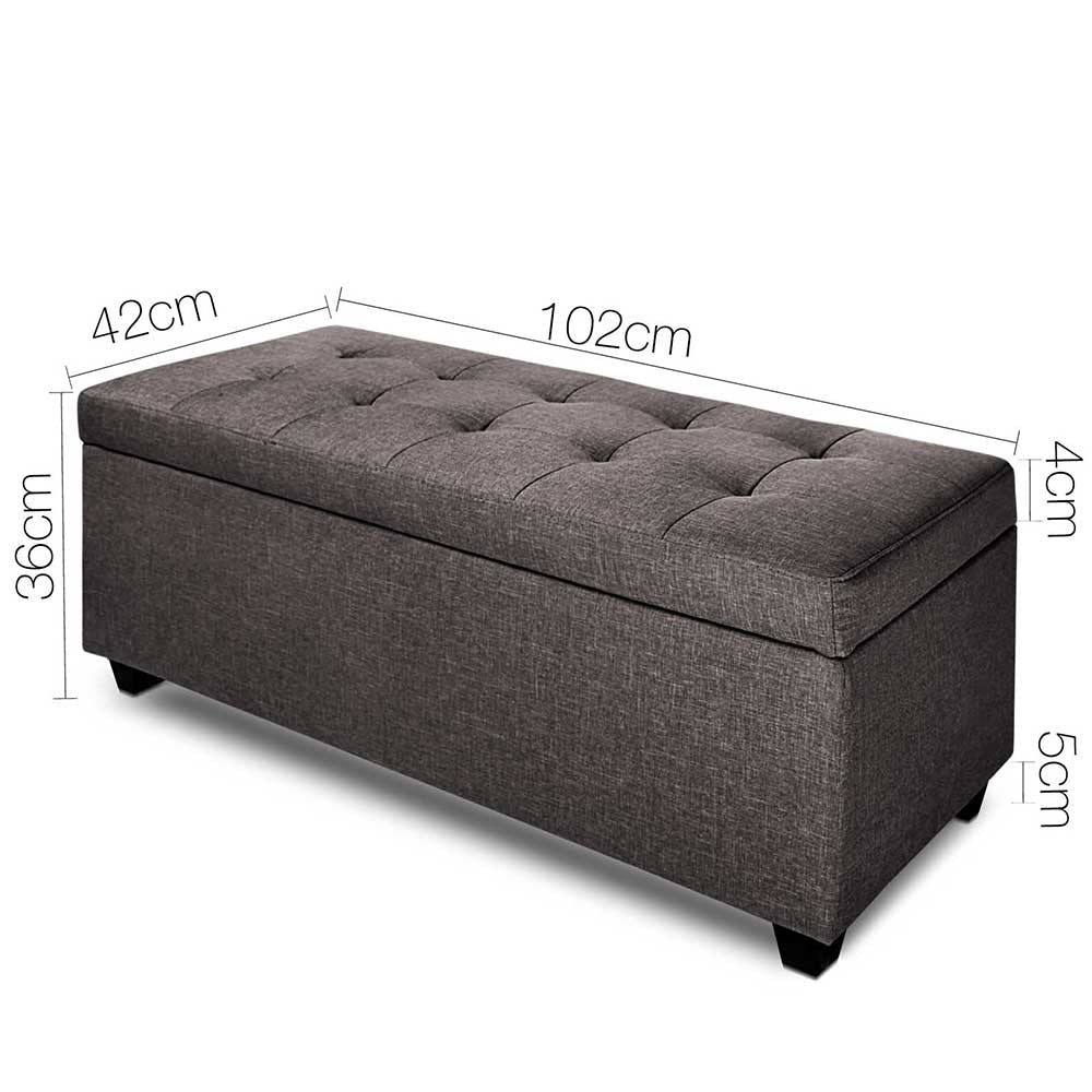 Brown Large Fabric Storage Ottoman