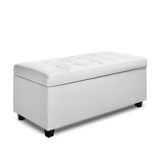 PU Leather Storage Ottoman White