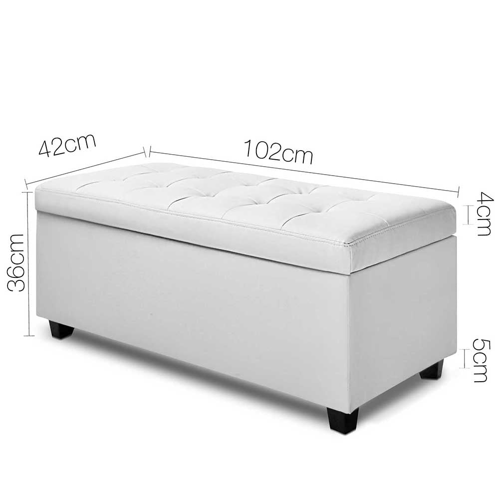 PU Leather Storage Ottoman White