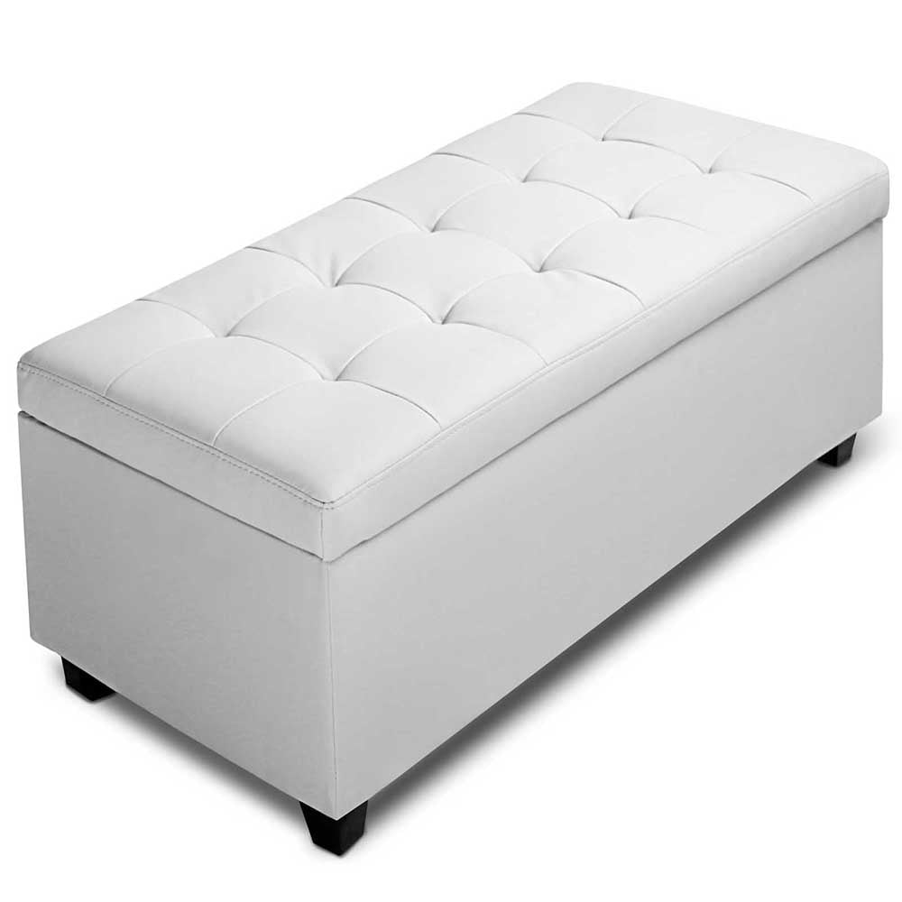 PU Leather Storage Ottoman White