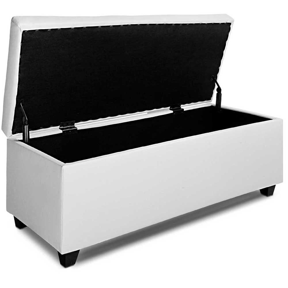 PU Leather Storage Ottoman White